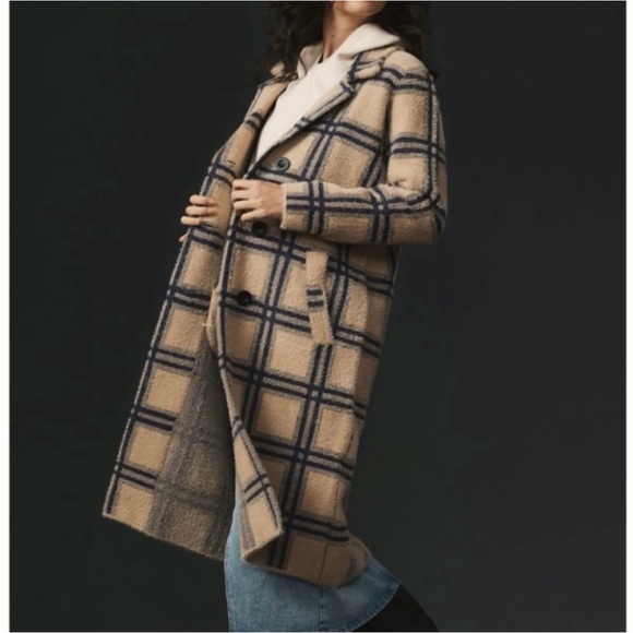 Anthropologie NVLT Plaid Long Coatigan/sweater coat size medium EUC - Picture 3 of 3